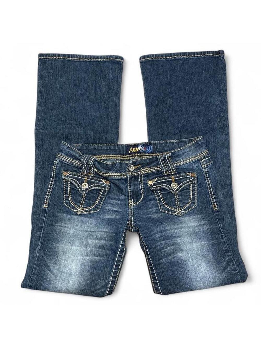 Vintage Angels low rise bootcut jeans Y2K thick stitch dark wash size 7